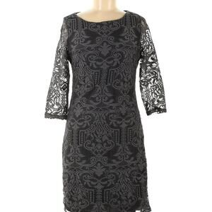 H&M Lace Dress Gray with Black Lining‎ 3/4 Sleeve Women's Size Medium